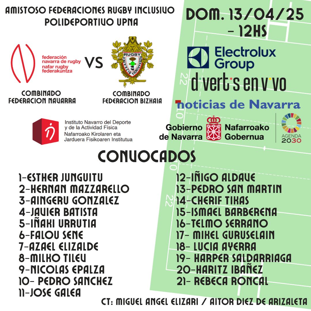 Convocados Amistoso Rugby Inclusivo Navarra vs Bizkaia